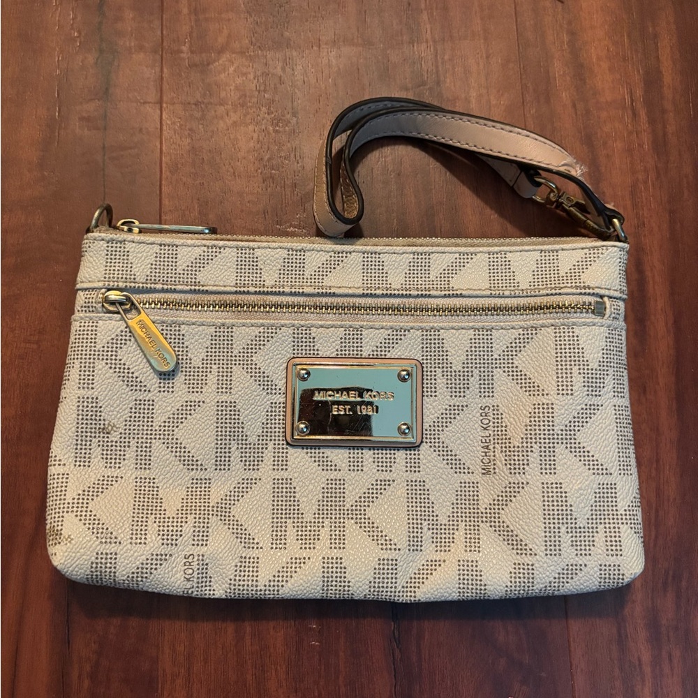 Michael Kors Beige Logo Wristlet